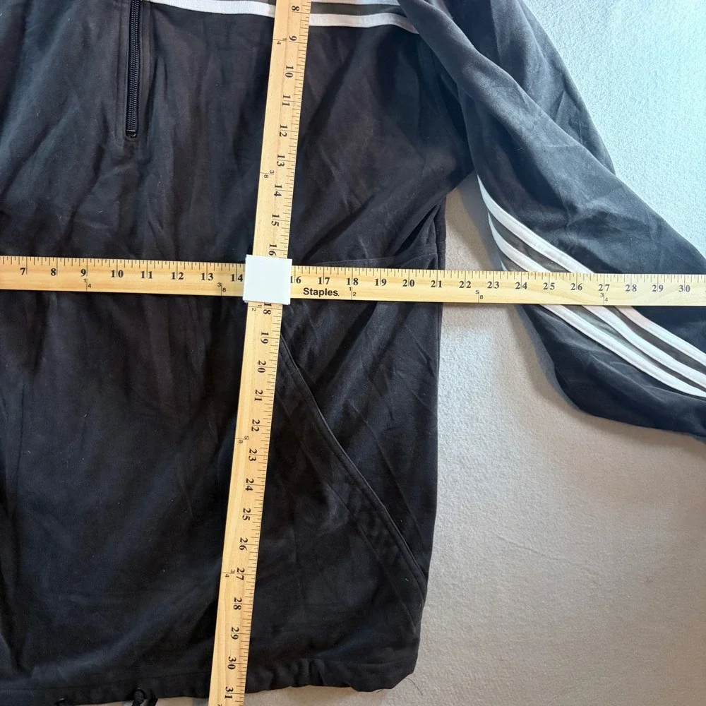 Vintage Adidas Originals Mens Black 1/4 Zip Hooded Windbreaker Jacket Size M